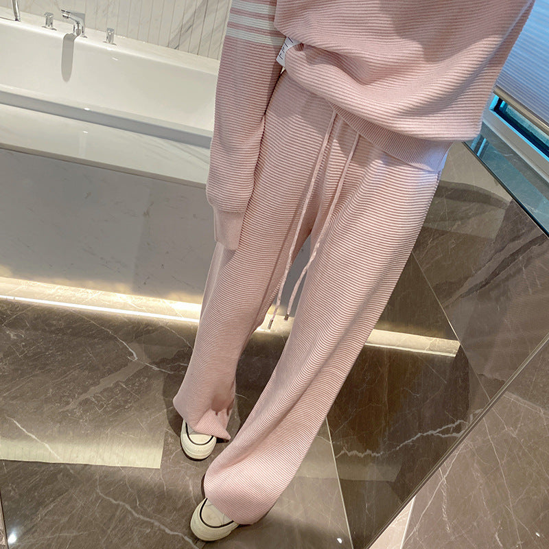 Thom Browne Women's Wide-Leg Pants - 100% Cotton All-Match Straight Trousers