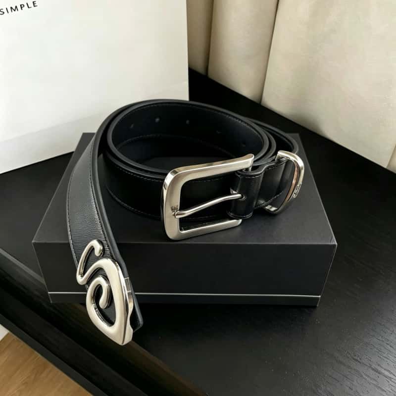 Stussy Genuine Leather Belt Metal Spiral Tail Tip Cleanfit Accessory