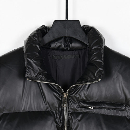 Prada Black Glossy Stand-Collar Puffer Vest