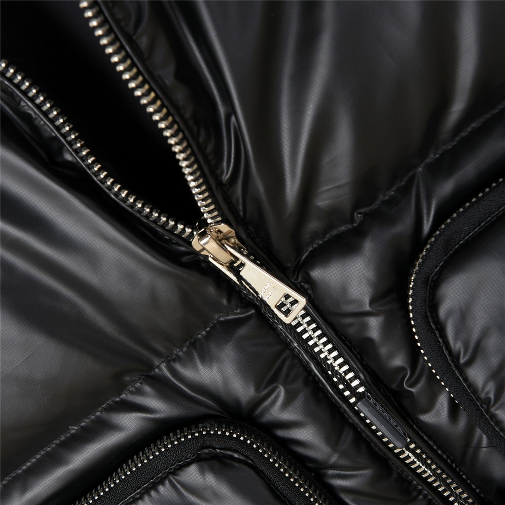 Prada Black Glossy Stand-Collar Puffer Vest