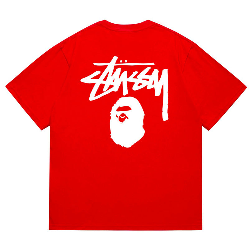 BAPE x Stussy Big Logo Men's T-Shirt - Red