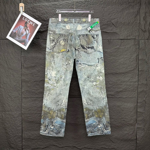 Acne Studios Ornate Chain‑Print Straight‑Leg Jeans