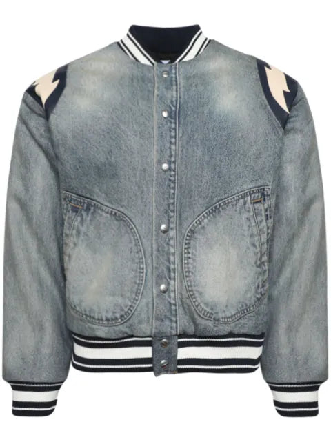 RHUDE Lightening denim bomber jacket