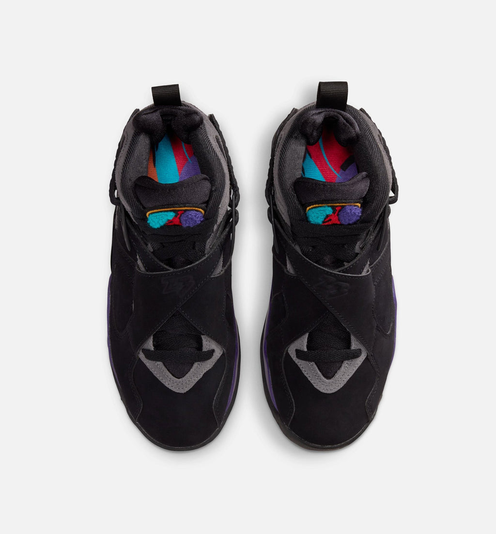Air Jordan 8 Retro Aqua Grade School Lifestyle Shoes - Black/Multi Color/Bright Concord/Multi Color