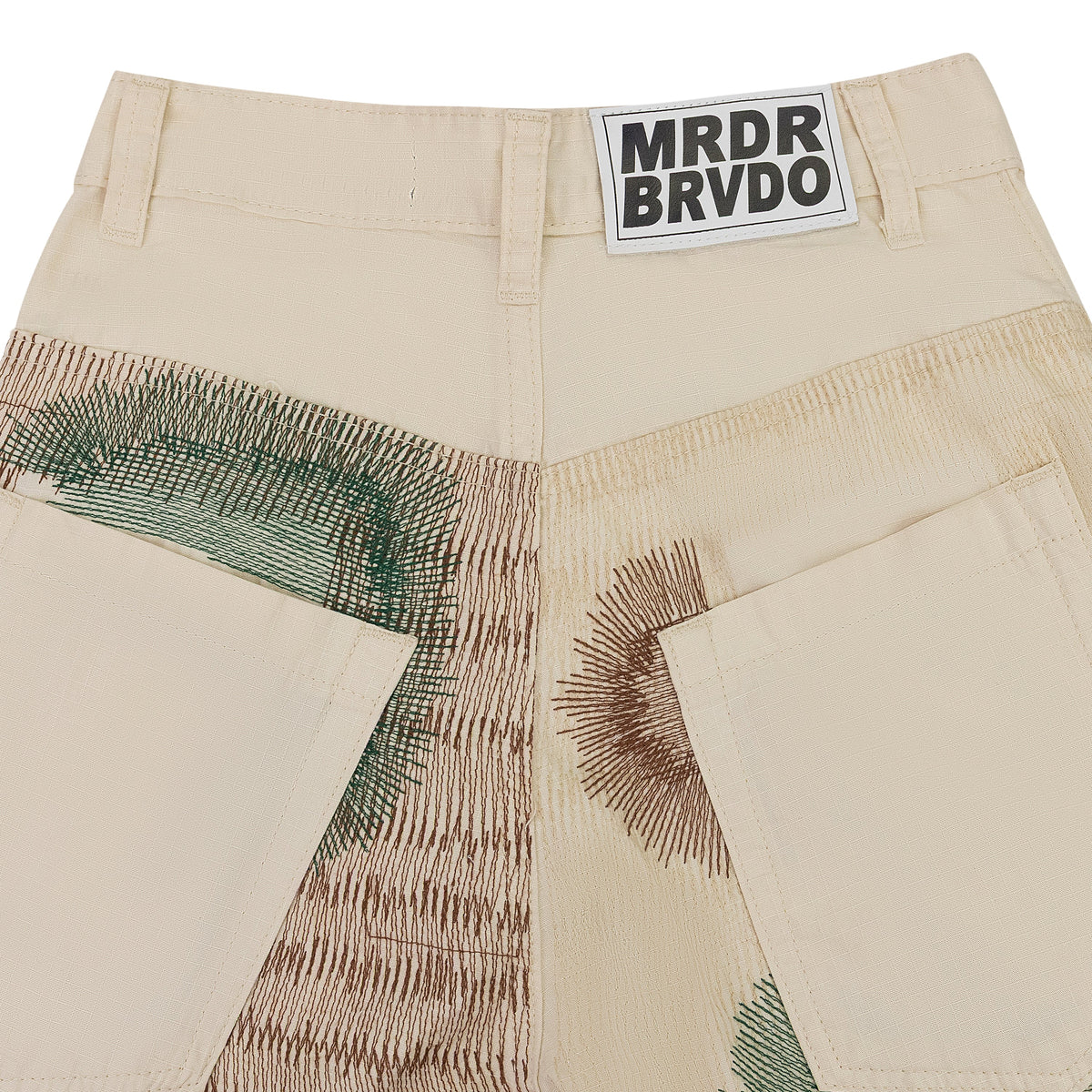 IVORY CAMOUFLAGE EMBROIDERY PANTS