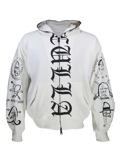 Haculla gothic-print zip-up hoodie