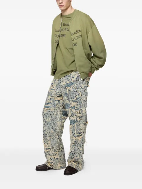 Acne Studios logo-print zip-up cardigan
