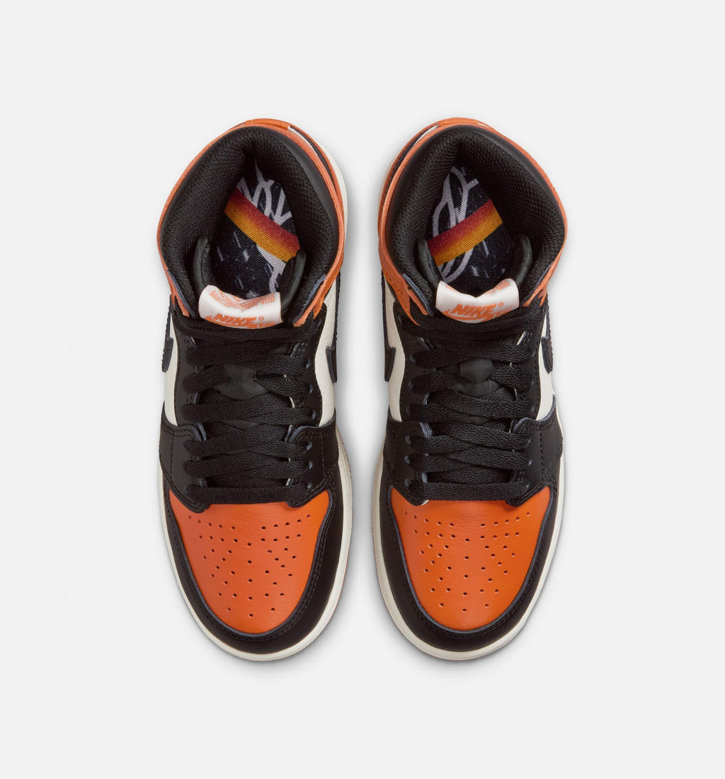 Air Jordan 1 Retro High OG Shattered Backboard Grade School Shoes - Black/Black/Sail/Starfish