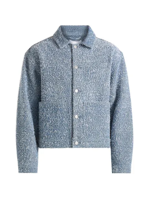 Manière De Voir Damien in blue bouclé denim-jacket with back pleat