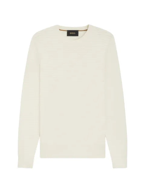 BOSS silk-cotton sweater with micro-check structure