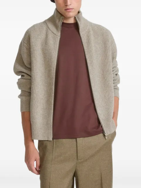 Yves Salomon ribbed-knit zip-up cardigan