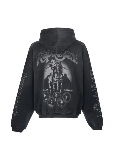 Represent graphic-print studded hoodie