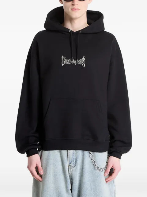 WASTED snake-print logo-embroidered hoodie