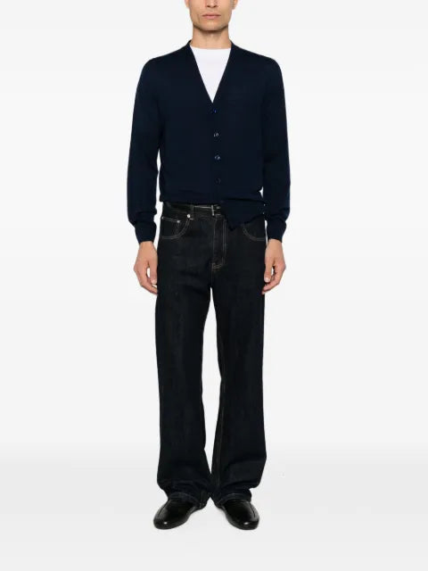 Canali button-fastening V-neck cardigan