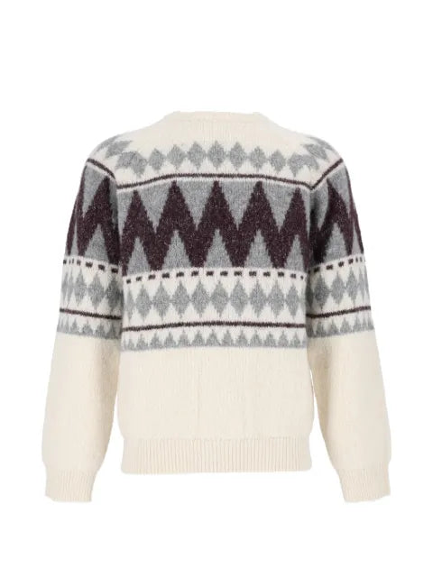 Peserico geometric-pattern raglan-sleeve sweater