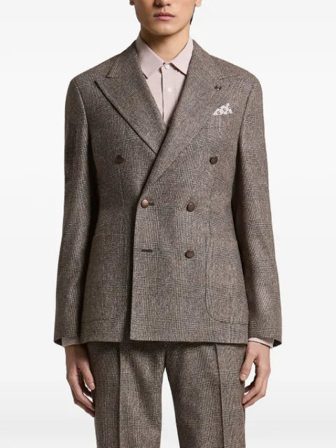 Peserico double-breasted Prince of Wales check jacket