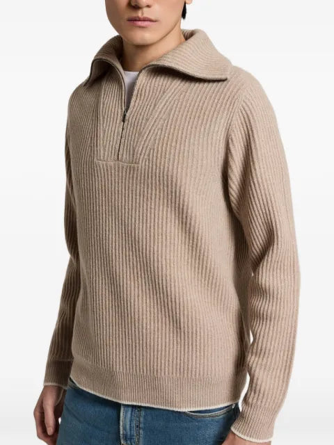 Peserico ribbed-knit quarter-zip sweater