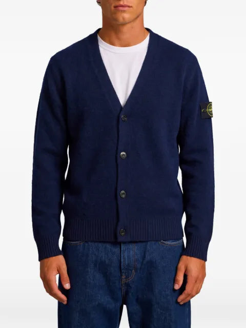 Stone Island logo-patch V-neck cardigan