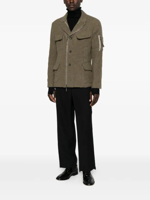 Masnada asymmetric zip-fastening military jacket