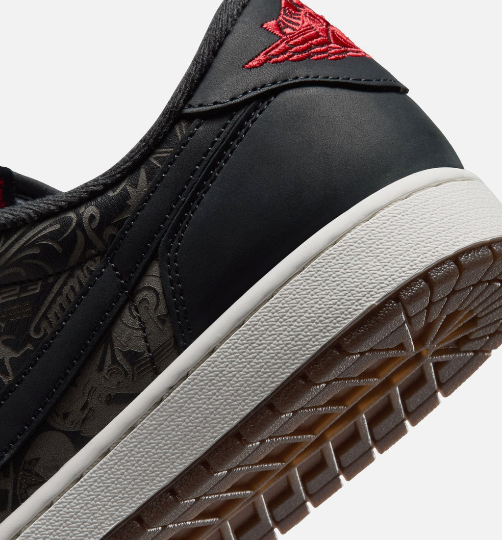 Air Jordan 1 Retro Low OG Laser Black And Varsity Red Men's Sneakers - Black / Red / White