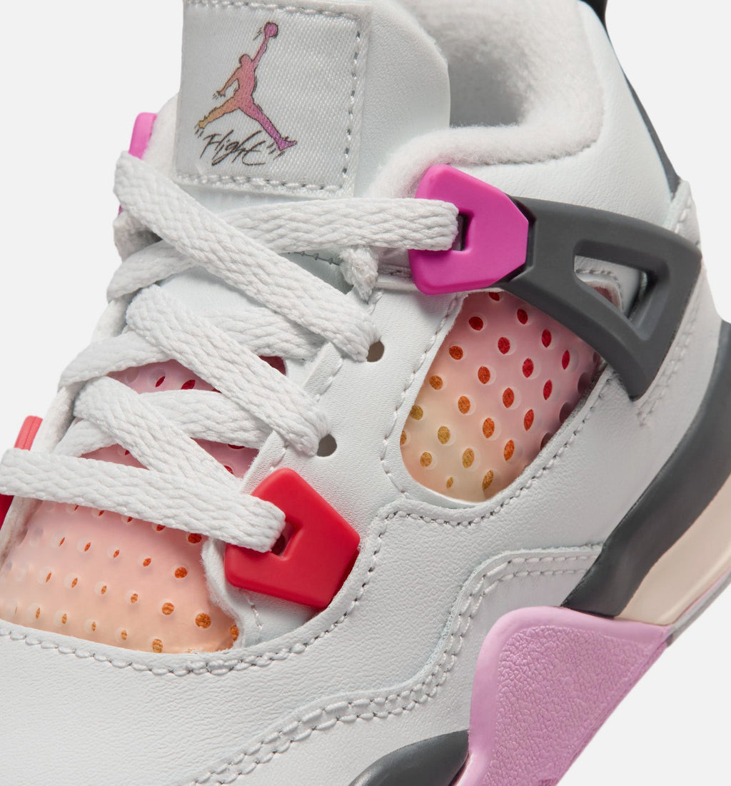 Air Jordan 4 Retro Comic Infant/Toddler Lifestyle Shoes - Off White/Fire Pink/Anthracite
