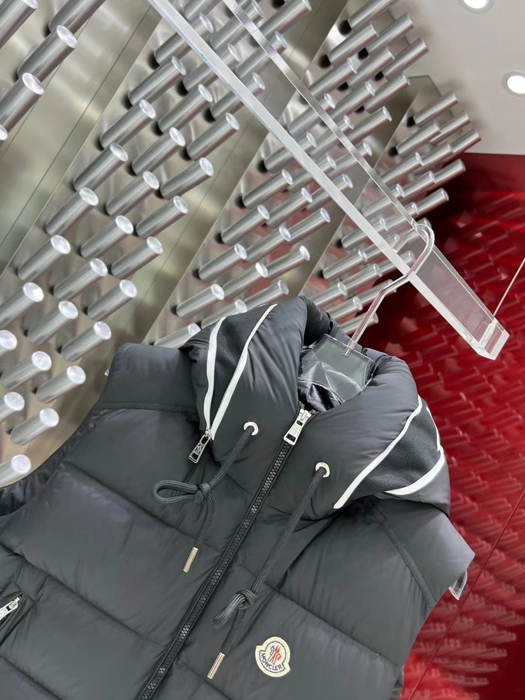 Moncler Dark Grey Cardere Hooded Down Vest