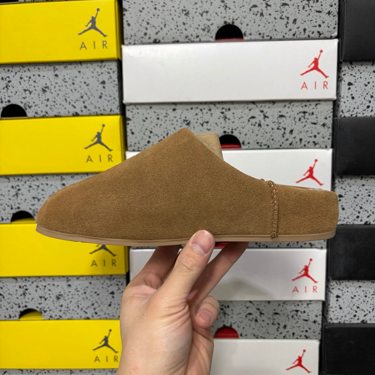 UGG Suede Mule – Women’s Backless Clog with Gold Chain Accent & Shearling Lining in Wheat