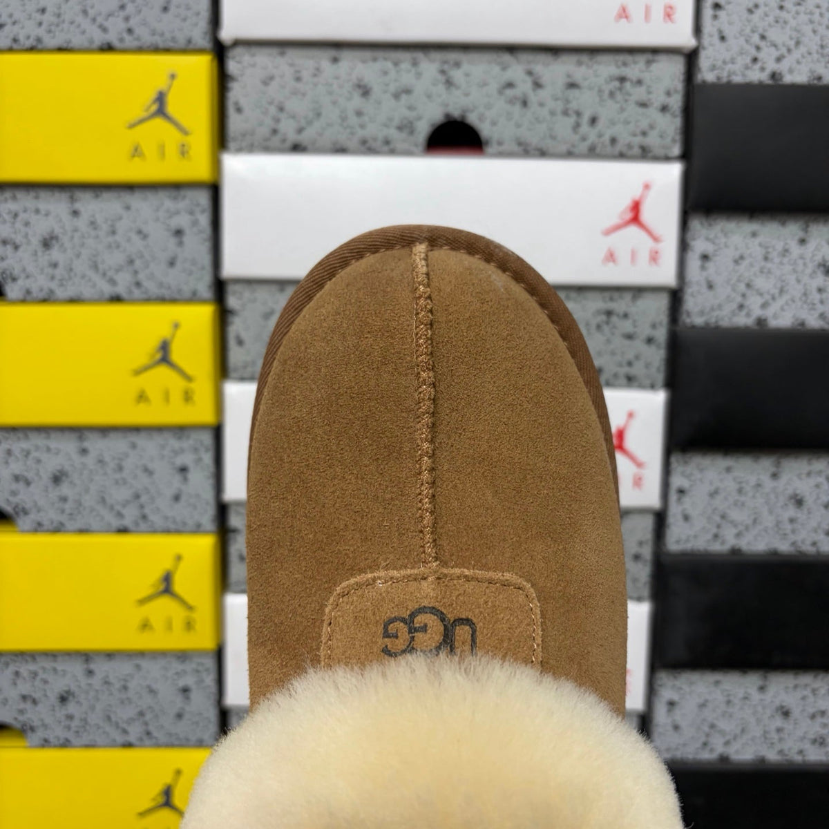 UGG Tazz Slipper – Women’s Suede Clog with Oversized Shearling Cuff in Chestnut