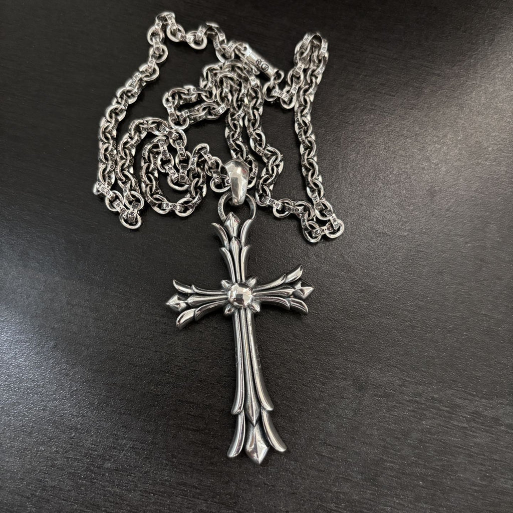 Chrome Hearts large double-layer cross letter chain pendant