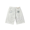 Corteiz C-Star Five-Point Star Embroidered Denim Shorts – White