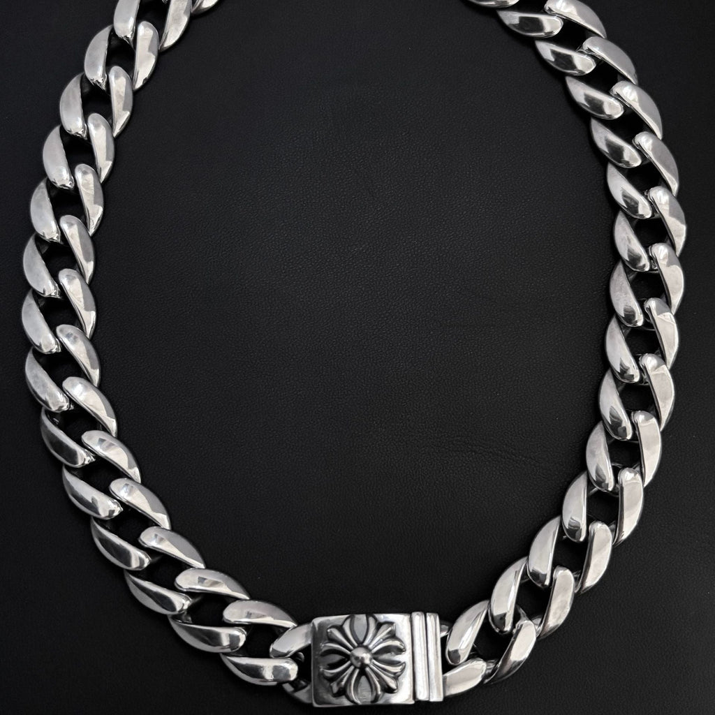 Chrome Hearts thick sword cross flower hip-hop necklace