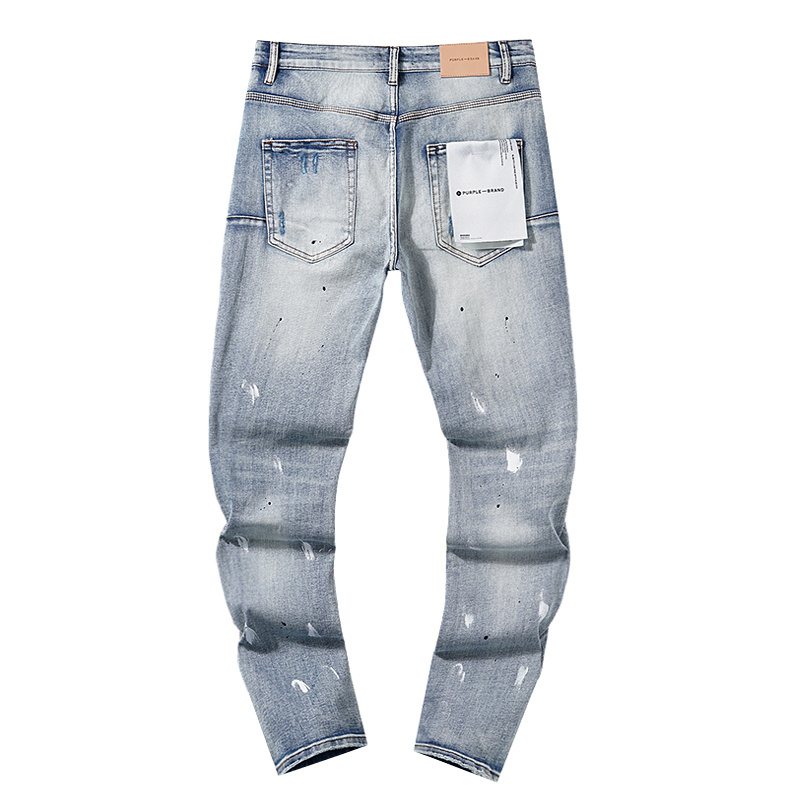 Purple Brand Light Blue Distressed Paint Splatter Jeans