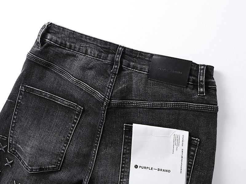 Purple Brand Washed Black Side-Leg Graphic Jeans