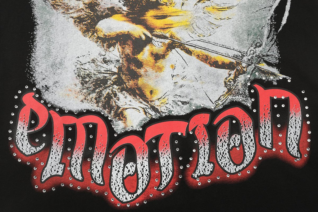 MIXED EMOTION Gothic Rhinestone Sleeveless Graphic T-Shirt