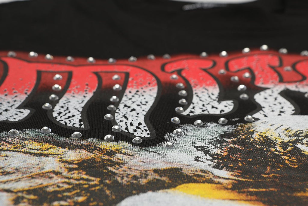 MIXED EMOTION Gothic Rhinestone Sleeveless Graphic T-Shirt