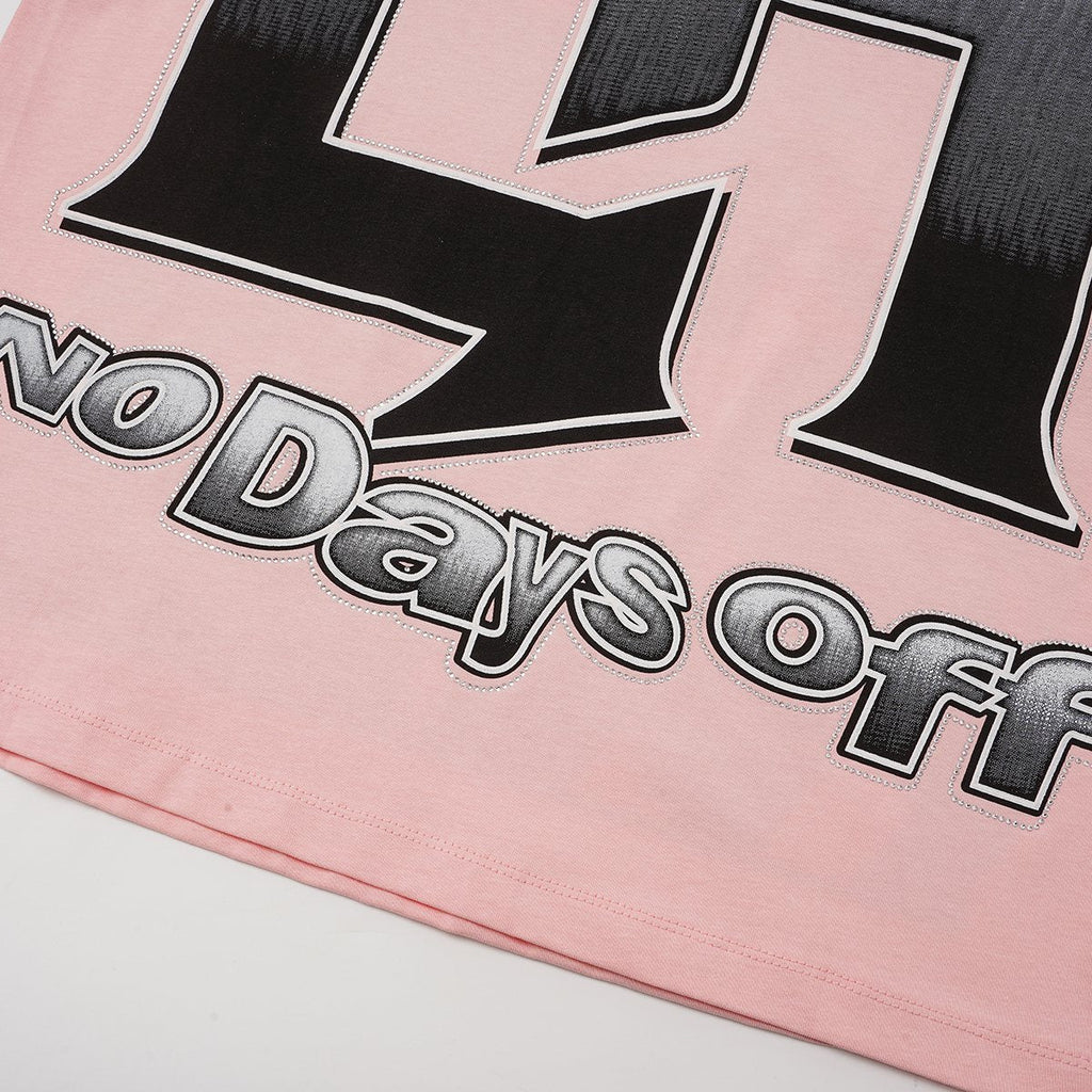 Life Hustlere No Days Off Rhinestone Graphic T-Shirt
