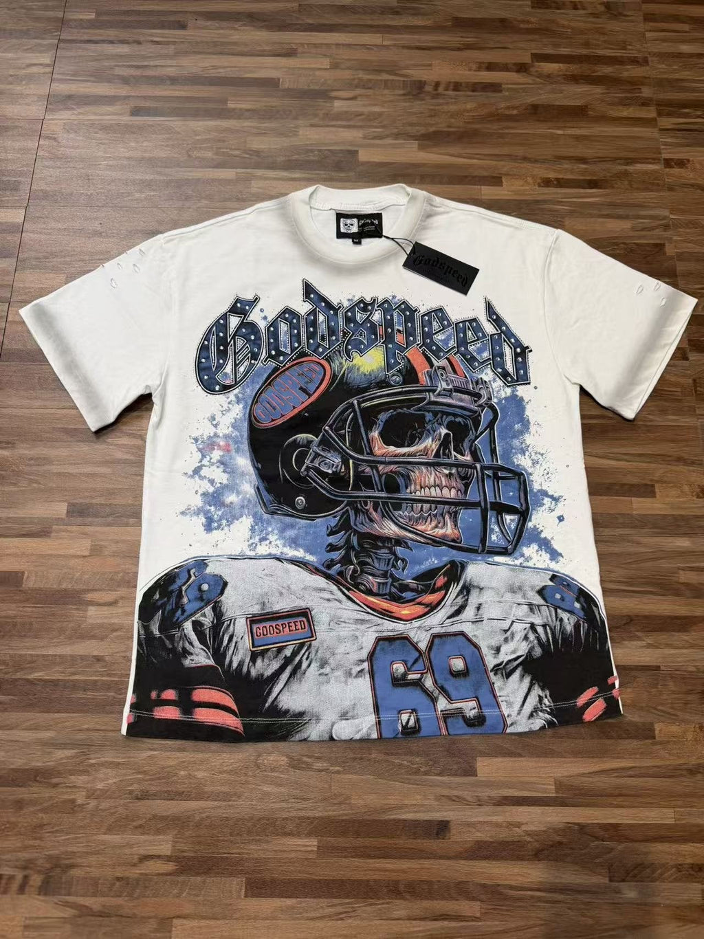 Godspeed Football Skull Graphic T-Shirt
