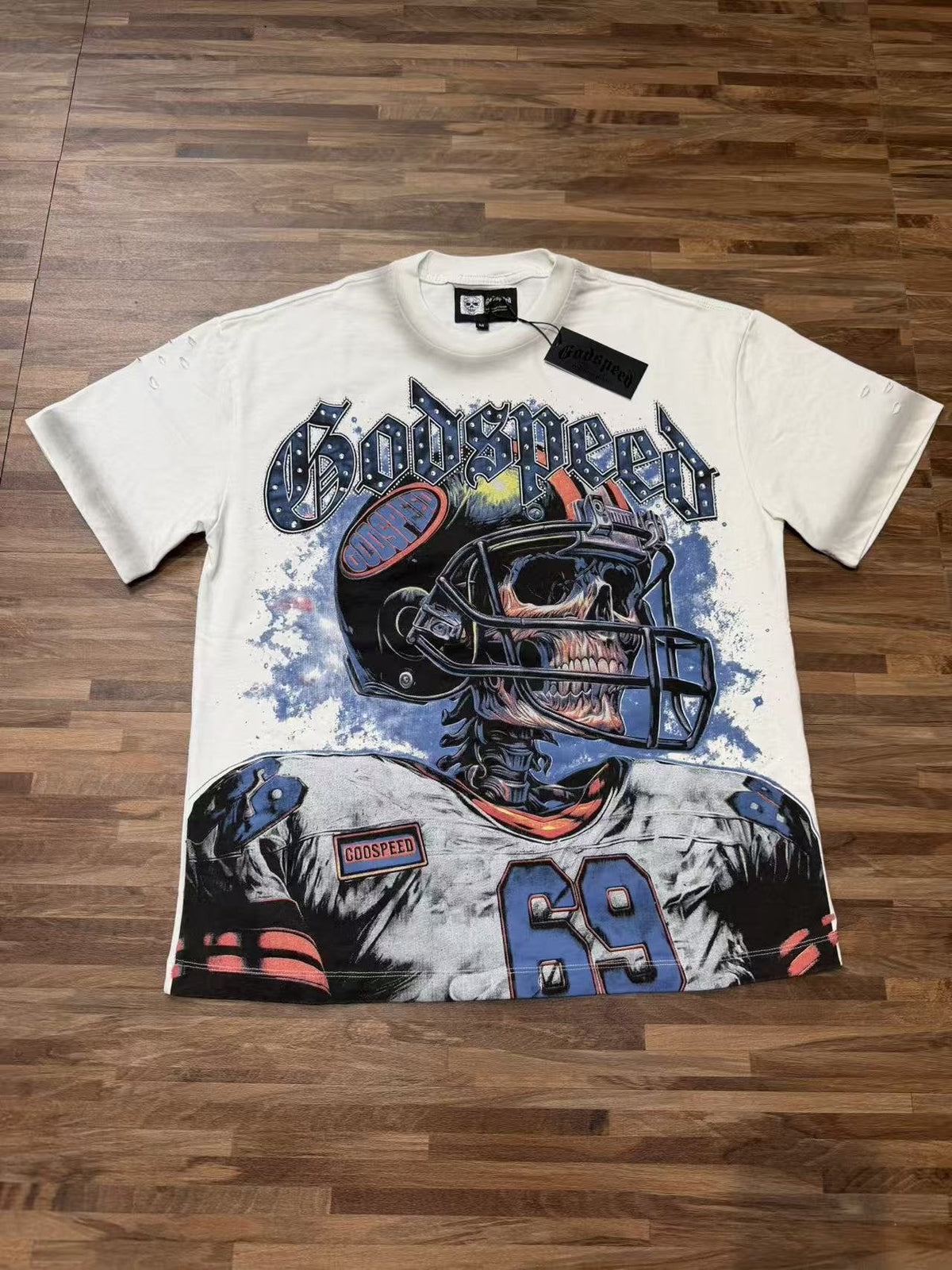 Godspeed Football Skull Graphic T-Shirt