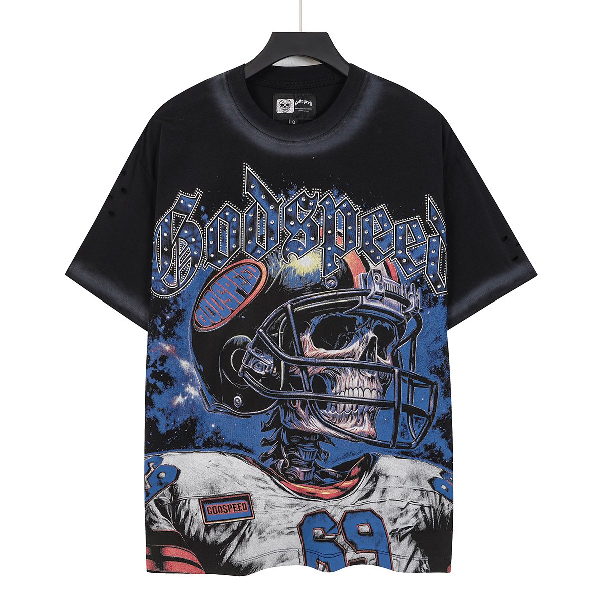 Godspeed Football Skull Graphic T-Shirt