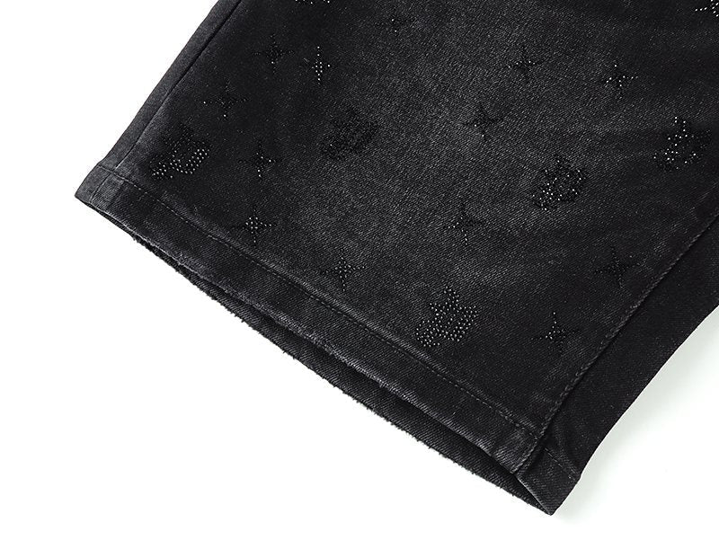 Purple Brand Star Embellished Denim Shorts