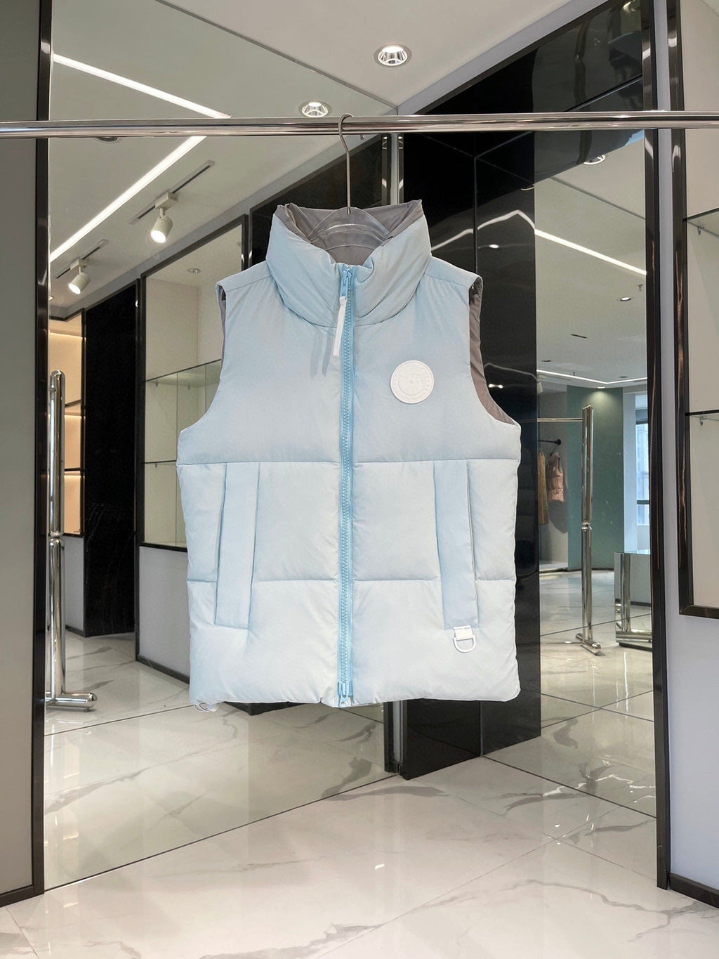 Canada Goose Puffer Vest in Light Blue with Stand Collar