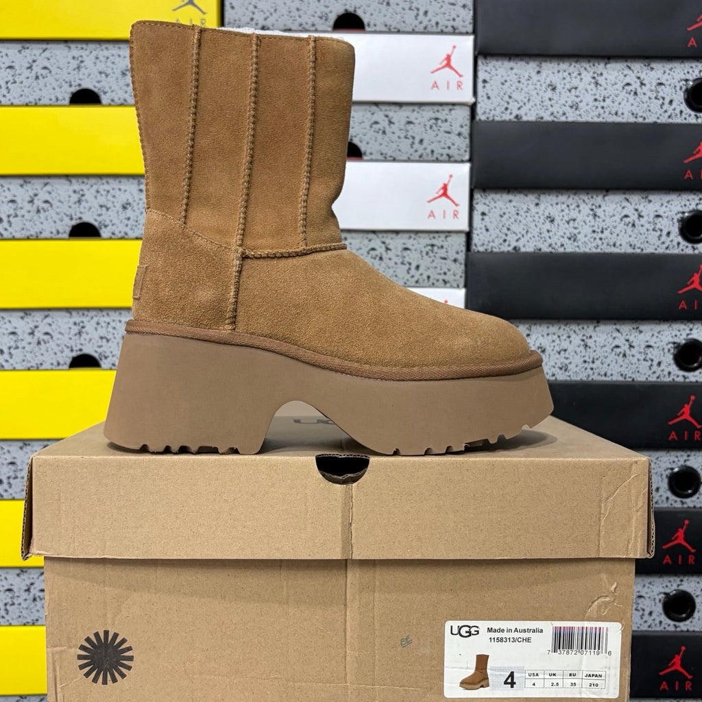 UGG Classic Zip Platform Boot – Women's Mid-Height Suede Boot with Gold Zipper in Chestnut