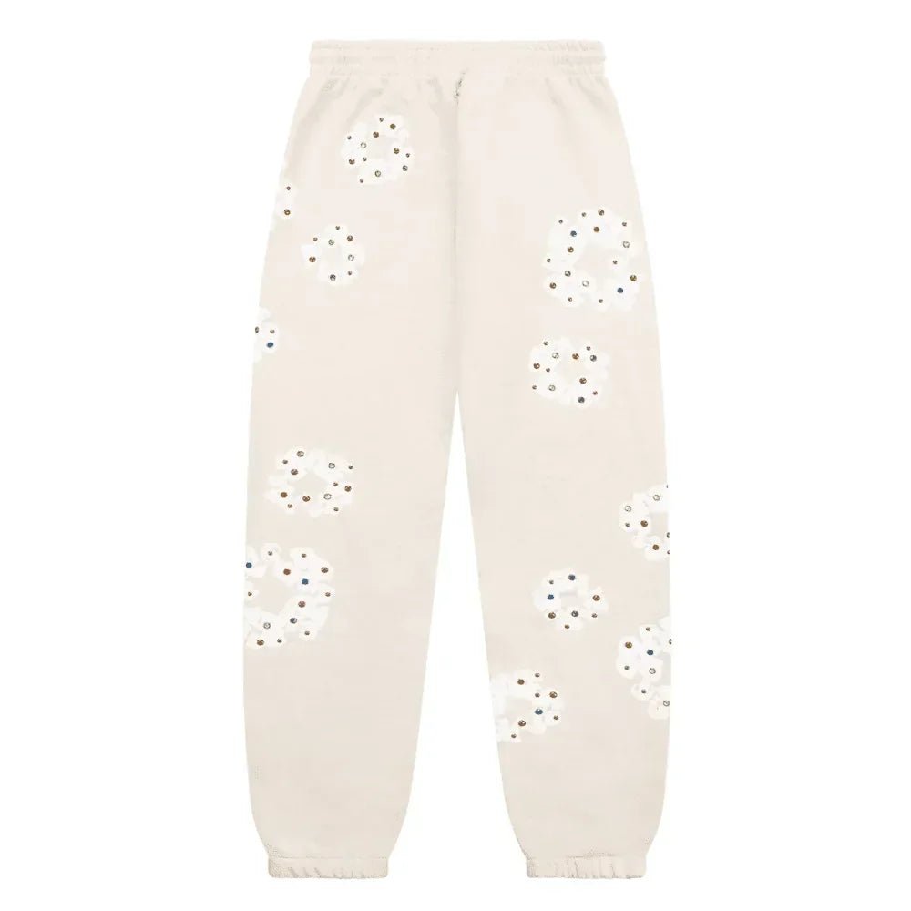 Denim Tears Rhinestone Cotton Wreath Sweatpants Oatmeal