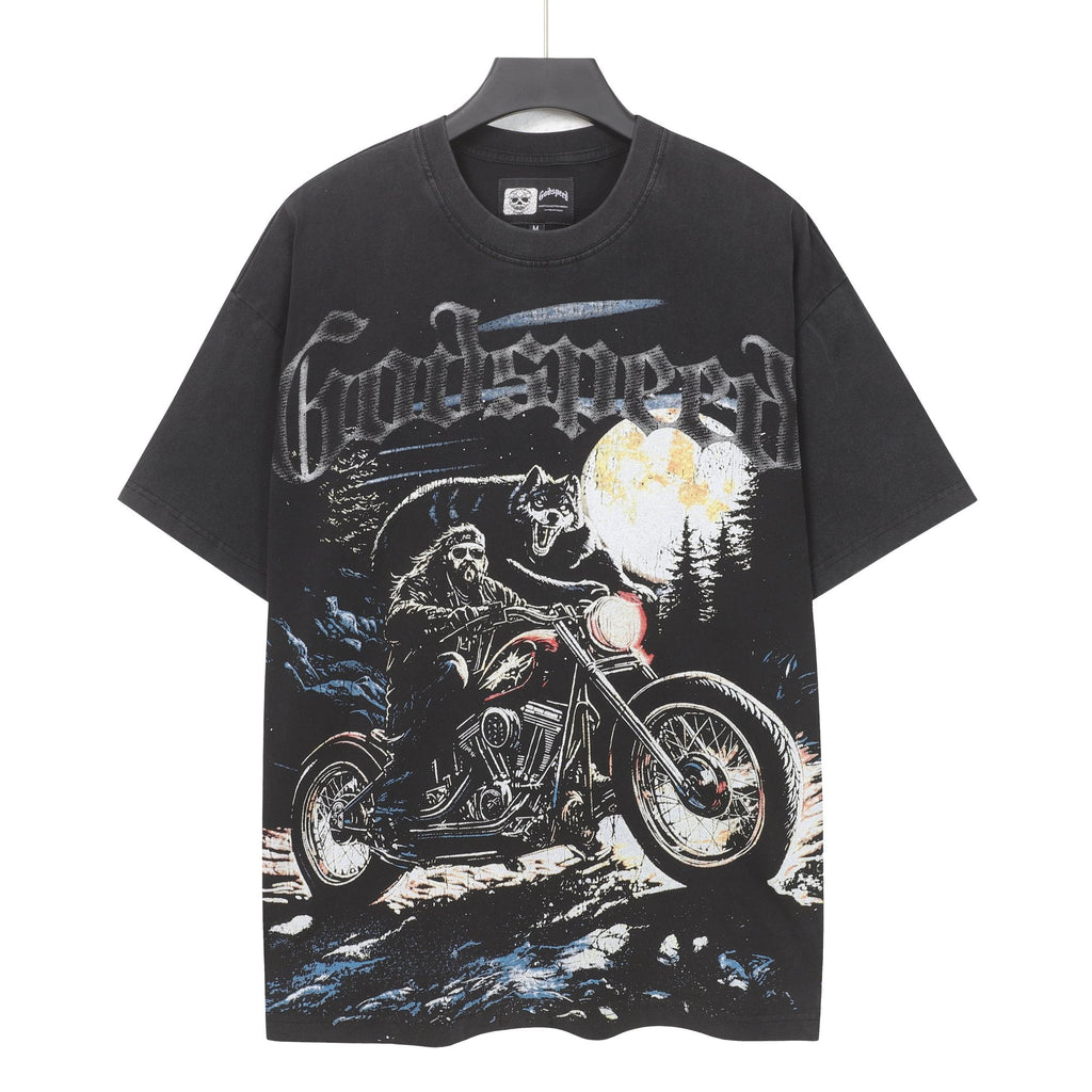 Godspeed Motorcycle Wolf Moon Graphic T-Shirt