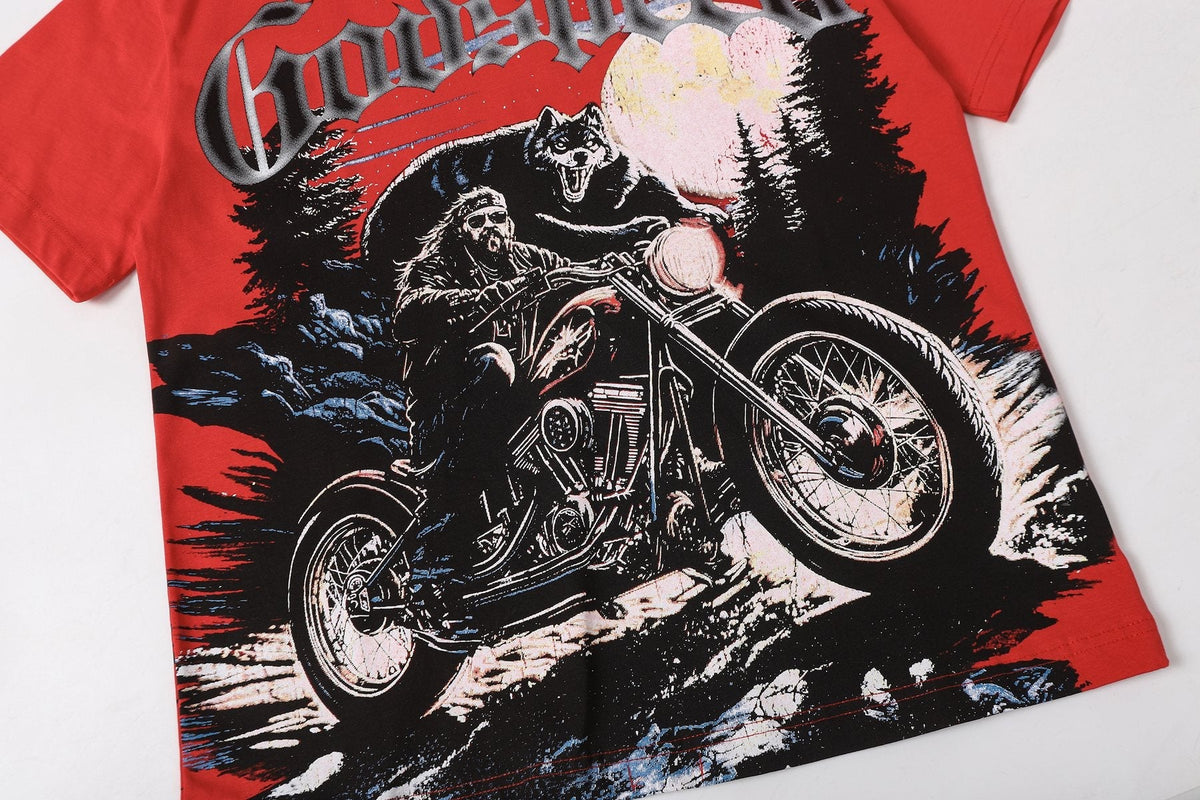 Godspeed Motorcycle Wolf Moon Graphic T-Shirt
