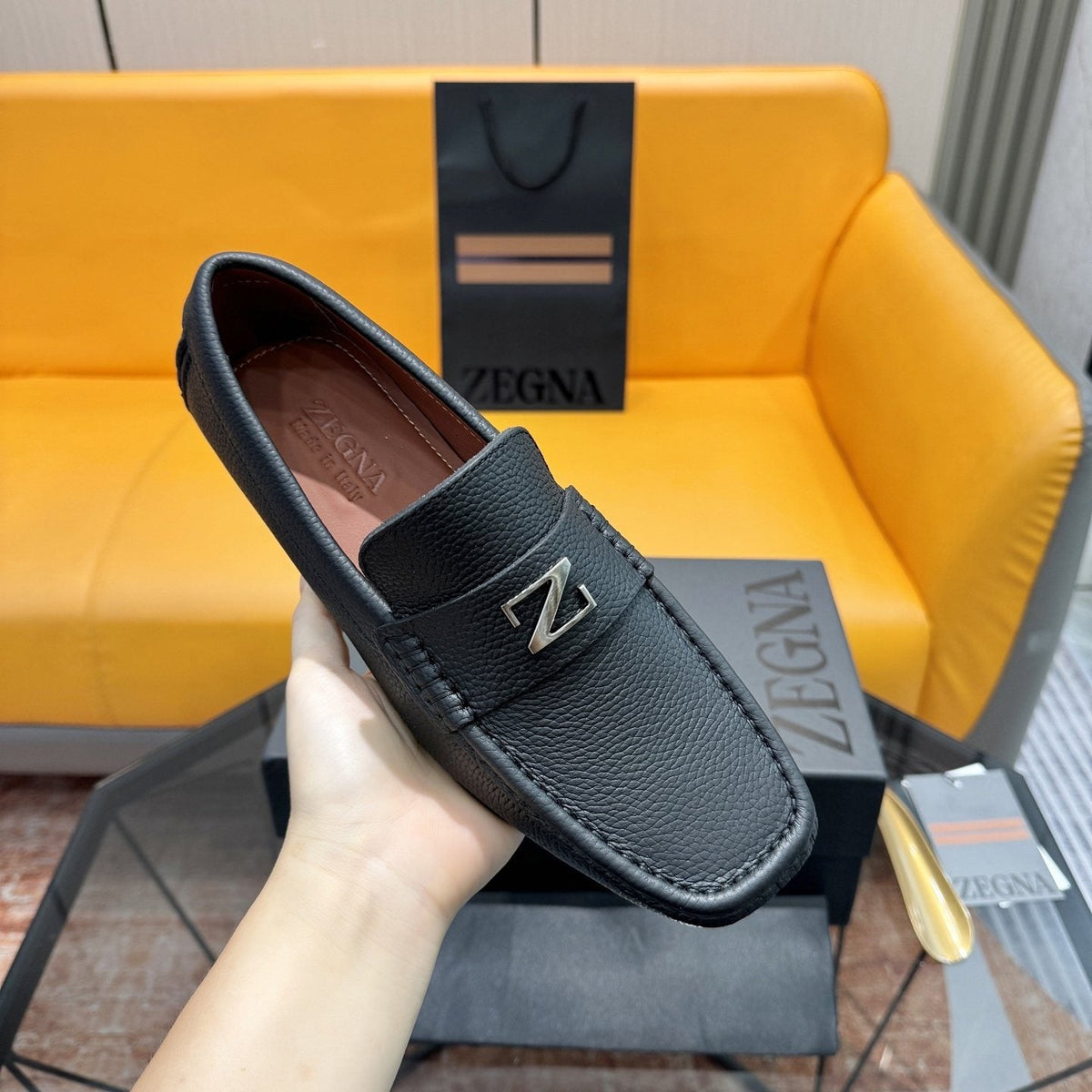 Zegna Black Driving Loafers