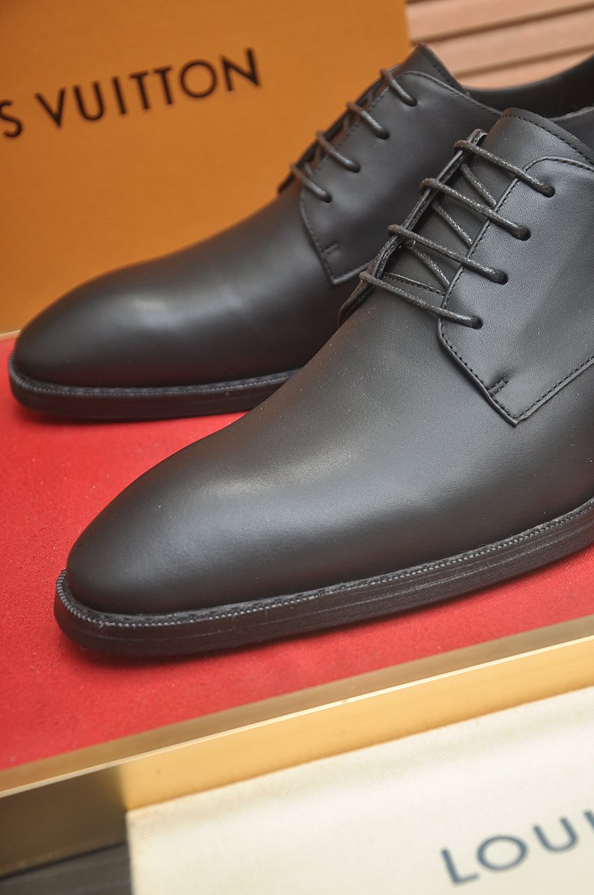 Louis Vuitton Black Monogram Tongue Lace-Up Dress Shoes