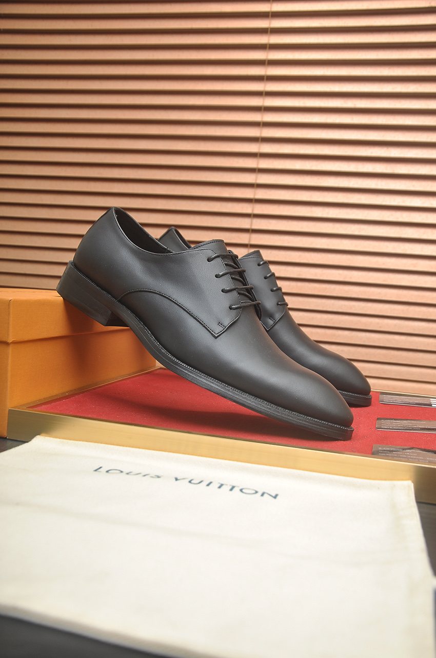 Louis Vuitton Black Monogram Tongue Lace-Up Dress Shoes