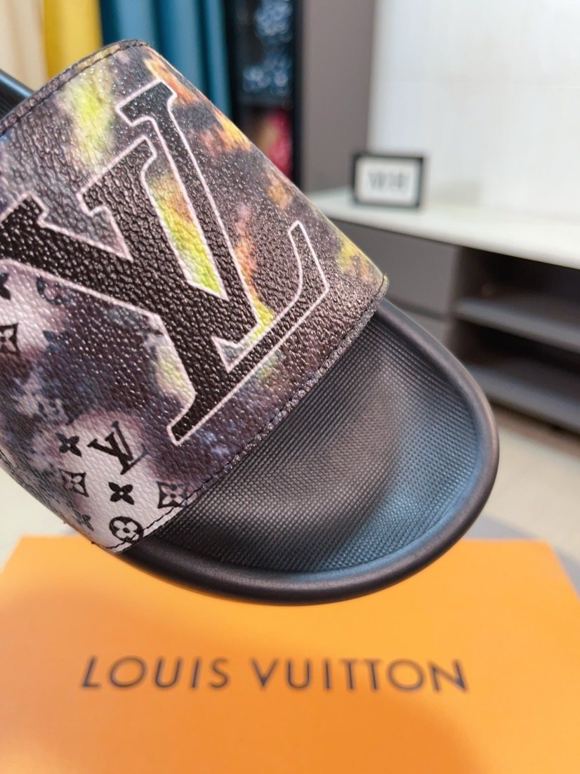 Louis Vuitton Men's Brown Monogram Slide Sandals