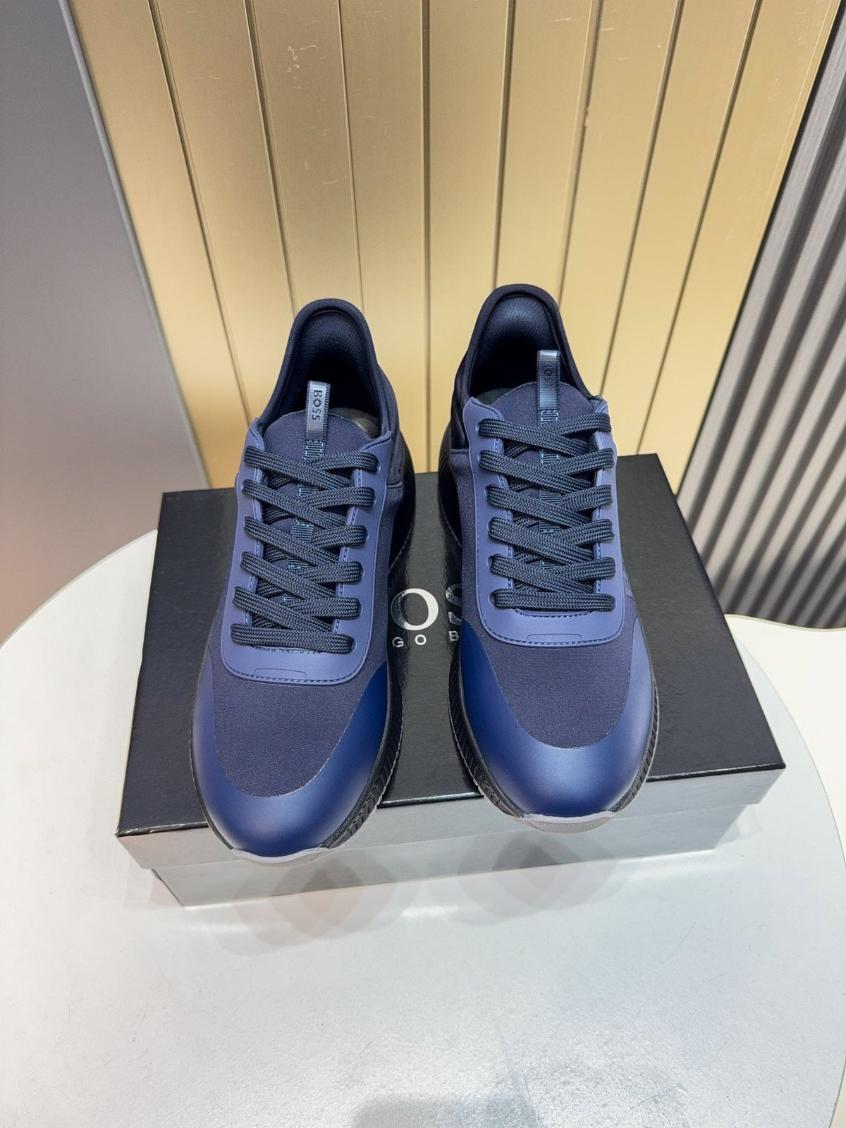 BOSS Navy Blue Lace-Up Sneakers